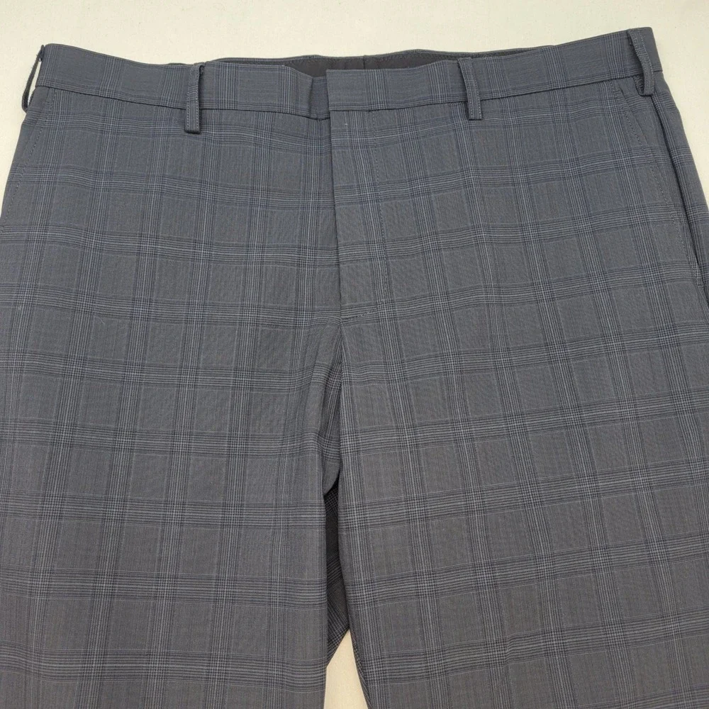 J.Crew Thompson Dress Pants Men 38x32 Blue Plaid Tapered Wool Blend Trouser